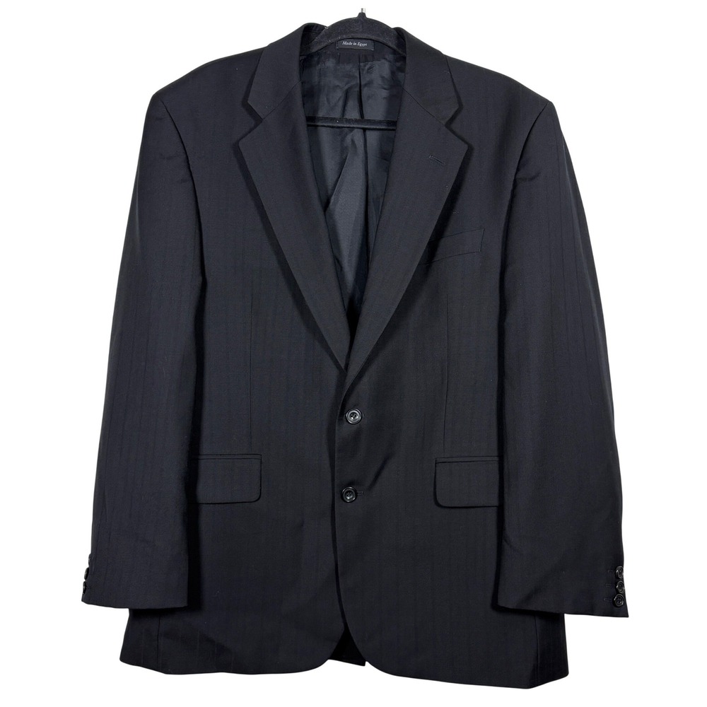 Alexandre London Savile Row Mens Black Pinstripe Super 80s Wool Blazer Jacket